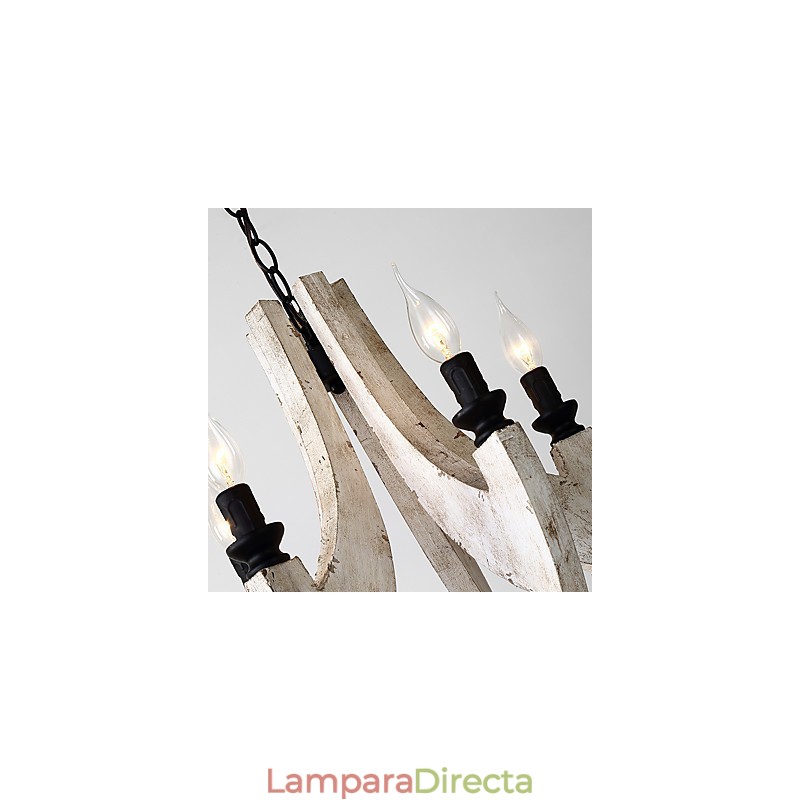 Lámpara colgante decorativa de madera de bambú estilo mini con pintura vintage