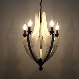 Lámpara colgante decorativa de madera de bambú estilo mini con pintura vintage