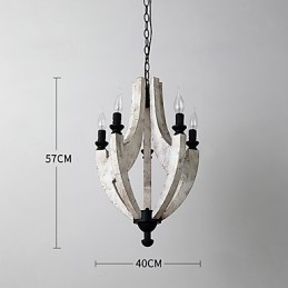 Lámpara colgante decorativa de madera de bambú estilo mini con pintura vintage