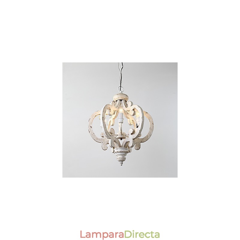 Lámpara colgante decorativa de madera de bambú estilo mini con pintura vintage