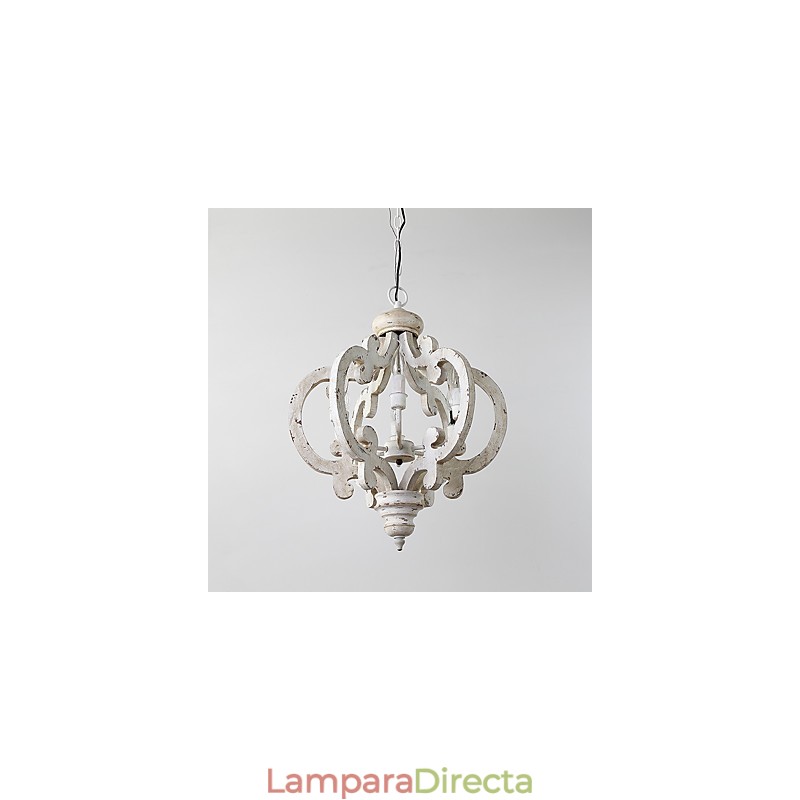 Lámpara colgante decorativa de madera de bambú estilo mini con pintura vintage