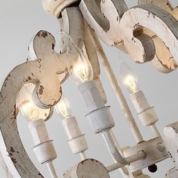 Lámpara colgante decorativa de madera de bambú estilo mini con pintura vintage
