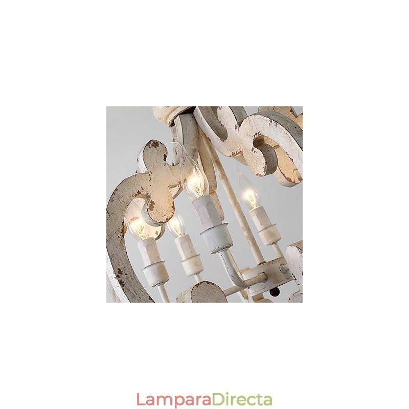 Lámpara colgante decorativa de madera de bambú estilo mini con pintura vintage