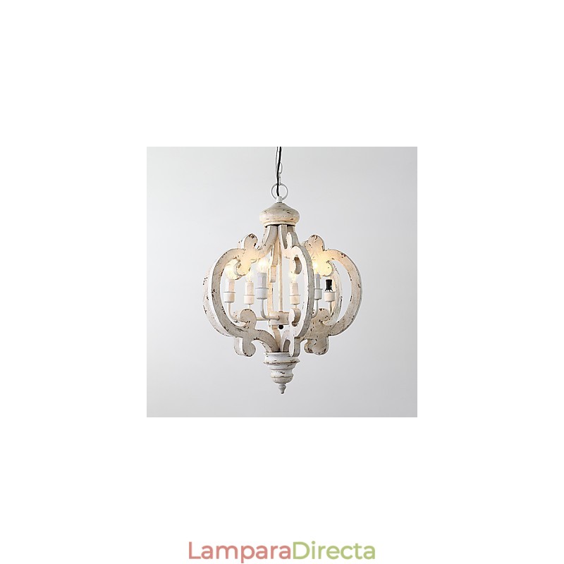 Lámpara colgante decorativa de madera de bambú estilo mini con pintura vintage