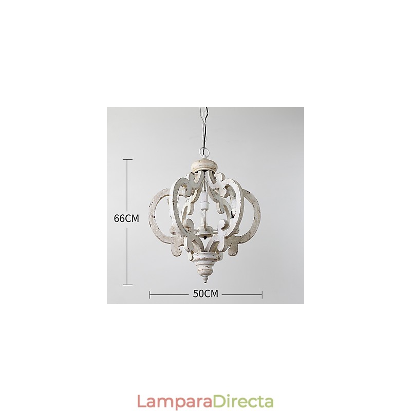 Lámpara colgante decorativa de madera de bambú estilo mini con pintura vintage
