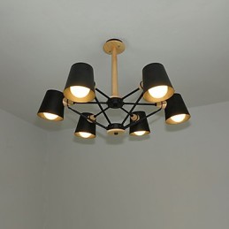 Lámpara de araña de metal con diseño de macarrón en madera multicolor y pintura vintage
