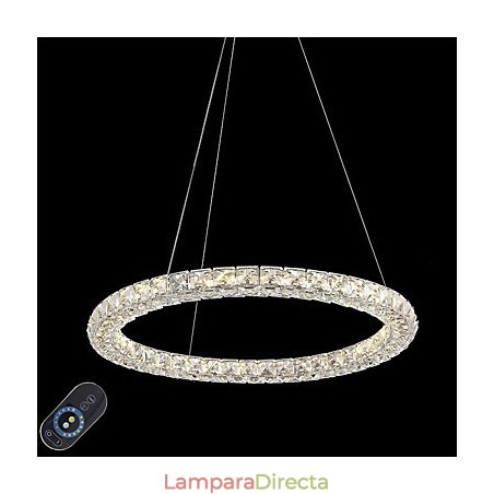 Lámpara colgante de techo de cristal con forma de anillo moderna, lámpara de araña de cristal, lámparas de iluminación interior, accesorios regulables con control remoto Lámpara colgante de techo de cristal con forma de anillo moderna, lámpara de araña de cristal, lámparas de iluminación interior, accesorios regulables con control remoto