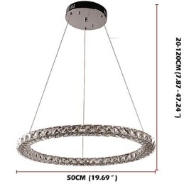 Lámpara colgante de techo de cristal con forma de anillo moderna, lámpara de araña de cristal, lámparas de iluminación interior, accesorios regulables con control remoto