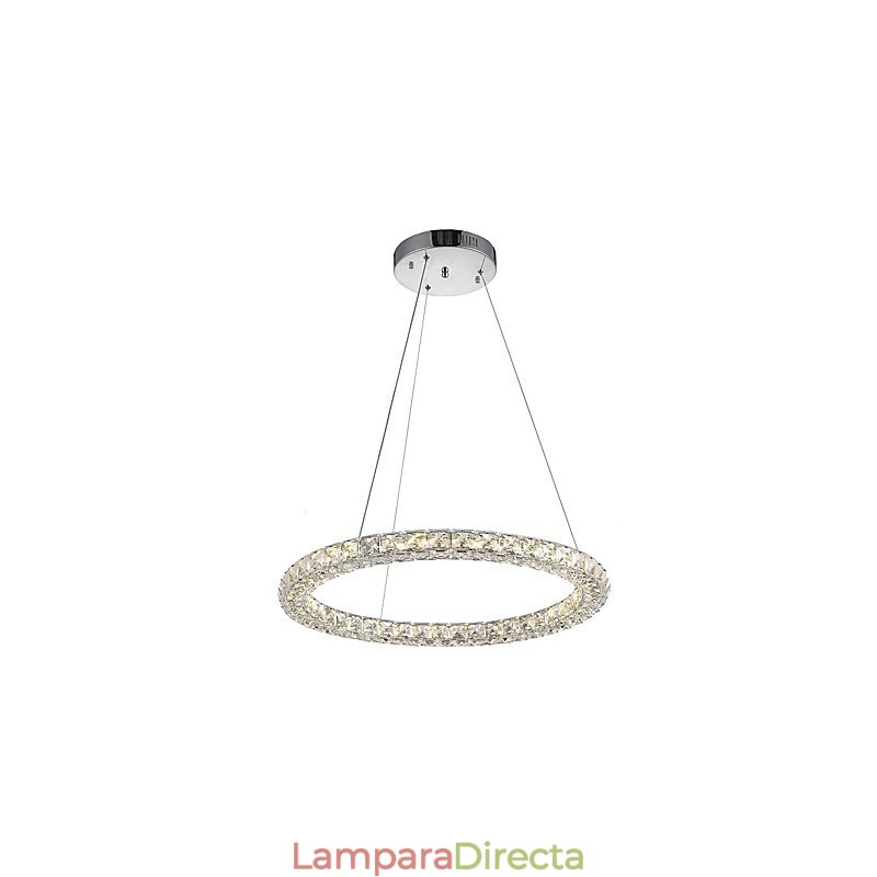 Lámpara colgante de techo de cristal con forma de anillo moderna, lámpara de araña de cristal, lámparas de iluminación interior, accesorios regulables con control remoto