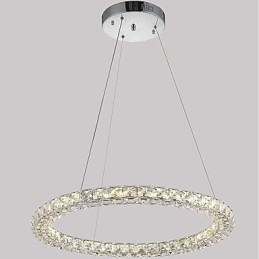 Lámpara colgante de techo de cristal con forma de anillo moderna, lámpara de araña de cristal, lámparas de iluminación interior, accesorios regulables con control remoto
