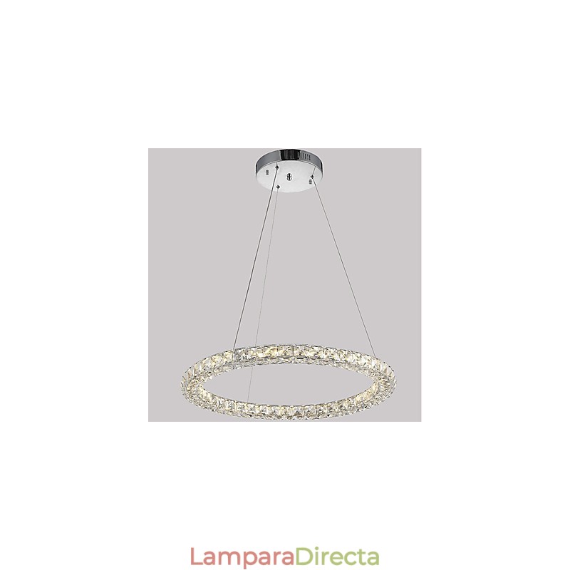 Lámpara colgante de techo de cristal con forma de anillo moderna, lámpara de araña de cristal, lámparas de iluminación interior, accesorios regulables con control remoto
