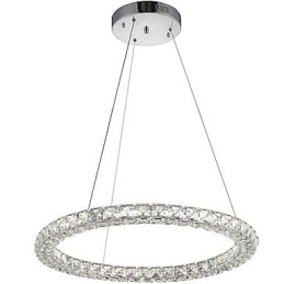 Lámpara colgante de techo de cristal con forma de anillo moderna, lámpara de araña de cristal, lámparas de iluminación interior, accesorios regulables con control remoto