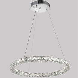 Lámpara colgante de techo de cristal con forma de anillo moderna, lámpara de araña de cristal, lámparas de iluminación interior, accesorios regulables con control remoto