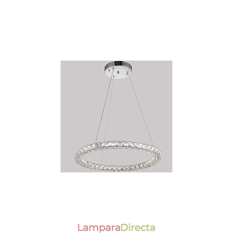Lámpara colgante de techo de cristal con forma de anillo moderna, lámpara de araña de cristal, lámparas de iluminación interior, accesorios regulables con control remoto