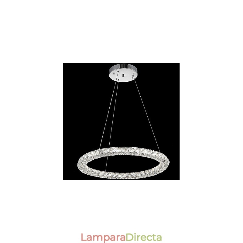 Lámpara colgante de techo de cristal con forma de anillo moderna, lámpara de araña de cristal, lámparas de iluminación interior, accesorios regulables con control remoto