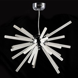 Lámpara de araña de metal y cristal con globo cromado