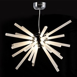 Lámpara de araña de metal y cristal con globo cromado