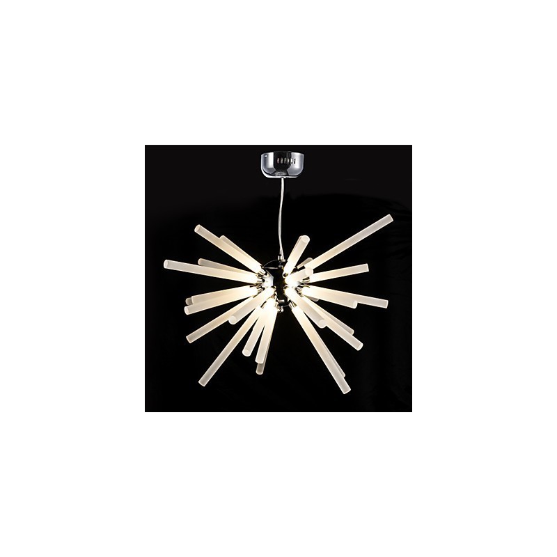 Lámpara de araña de metal y cristal con globo cromado