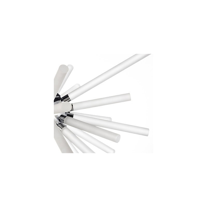 Lámpara de araña de metal y cristal con globo cromado