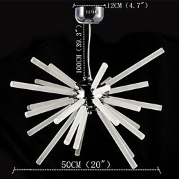Lámpara de araña de metal y cristal con globo cromado