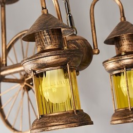 Lámpara de araña de metal con diseño de globo terráqueo estilo rústico vintage retro para diseñadores de estilo mini