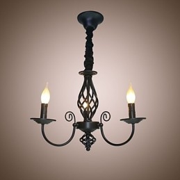 Lámpara de araña de estilo europeo de 3 luces, luces sencillas, lámparas creativas de hierro con velas.