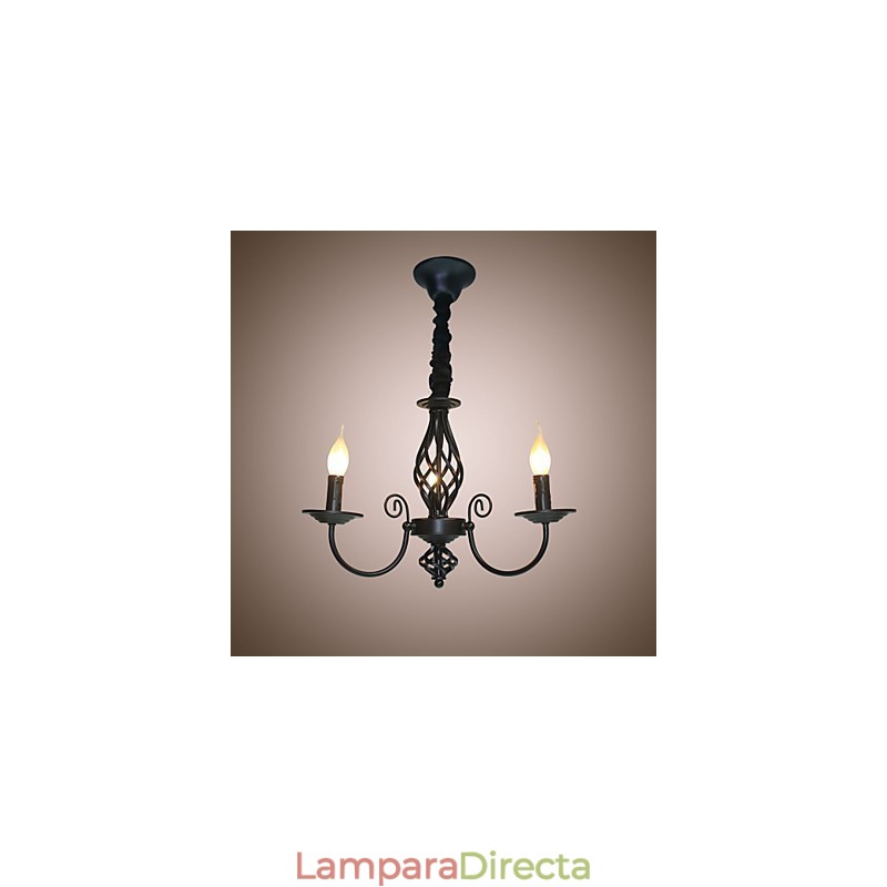 Lámpara de araña de estilo europeo de 3 luces, luces sencillas, lámparas creativas de hierro con velas.