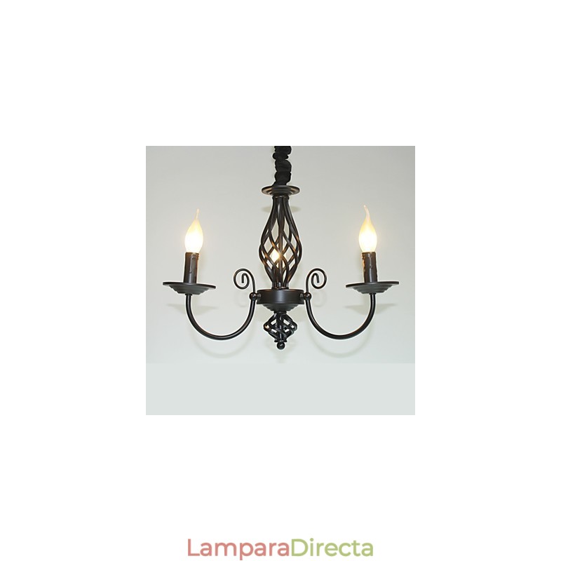 Lámpara de araña de estilo europeo de 3 luces, luces sencillas, lámparas creativas de hierro con velas.