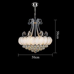 Lámpara colgante de cristal de lujo moderna, diámetro 50 cm, contiene 8 bombillas.