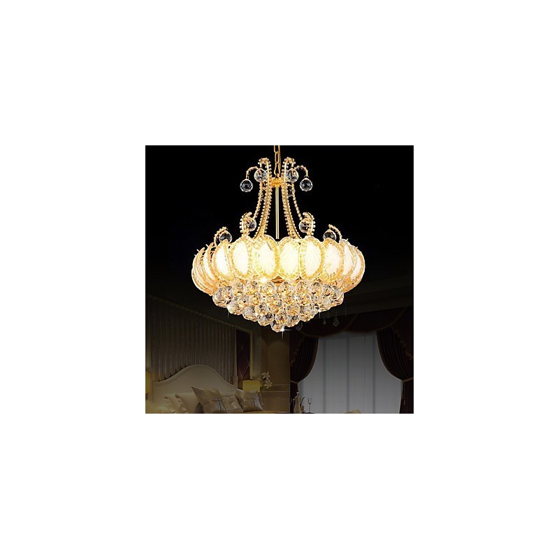 Lámpara colgante de cristal de lujo moderna, diámetro 50 cm, contiene 8 bombillas.