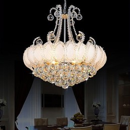 Lámpara colgante de cristal de lujo moderna, diámetro 50 cm, contiene 8 bombillas.