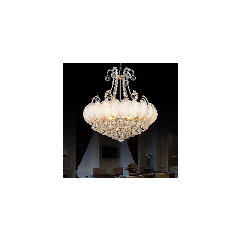Lámpara colgante de cristal de lujo moderna, diámetro 50 cm, contiene 8 bombillas.