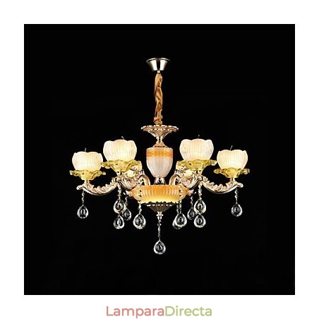 Lámpara de araña de metal estilo mini de cristal con 6 bombillas, con una característica clásica tradicional de aleación de zinc. Lámpara de araña de metal estilo mini de cristal con 6 bombillas, con una característica clásica tradicional de aleación de zinc.