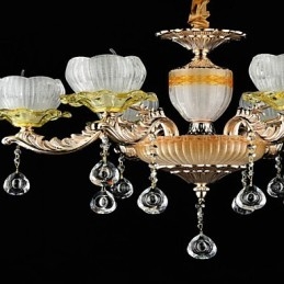 Lámpara de araña de metal estilo mini de cristal con 6 bombillas, con una característica clásica tradicional de aleación de zinc.