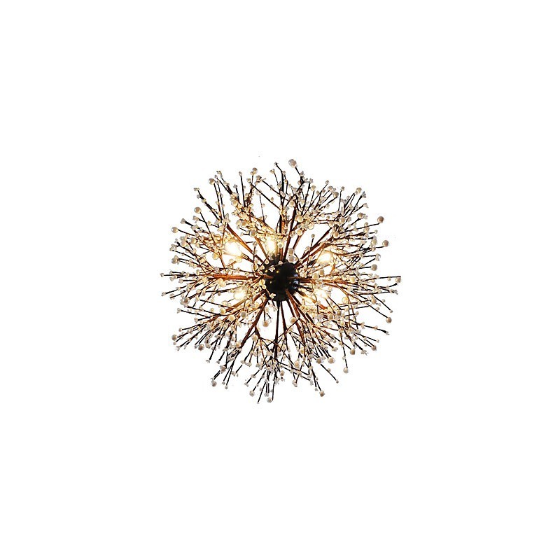 Lámpara de araña moderna de hierro forjado vintage con 8 luces, estilo fuegos artificiales, lámpara colgante de isla, luz de techo
