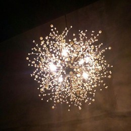 Lámpara de araña moderna de hierro forjado vintage con 8 luces, estilo fuegos artificiales, lámpara colgante de isla, luz de techo