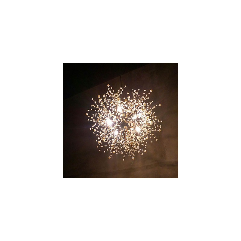 Lámpara de araña moderna de hierro forjado vintage con 8 luces, estilo fuegos artificiales, lámpara colgante de isla, luz de techo