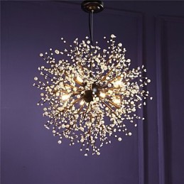Lámpara de araña moderna de hierro forjado vintage con 8 luces, estilo fuegos artificiales, lámpara colgante de isla, luz de techo