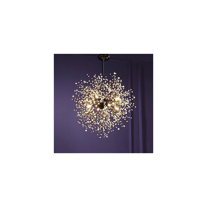 Lámpara de araña moderna de hierro forjado vintage con 8 luces, estilo fuegos artificiales, lámpara colgante de isla, luz de techo