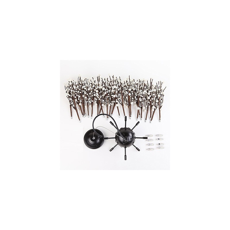 Lámpara de araña moderna de hierro forjado vintage con 8 luces, estilo fuegos artificiales, lámpara colgante de isla, luz de techo