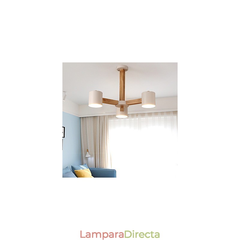 Lámpara de araña de 3 luces, moderna, contemporánea, tradicional, clásica, vintage, estilo campestre, de madera.