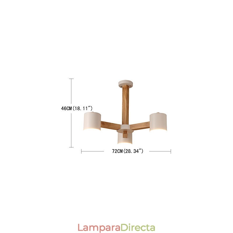 Lámpara de araña de 3 luces, moderna, contemporánea, tradicional, clásica, vintage, estilo campestre, de madera.