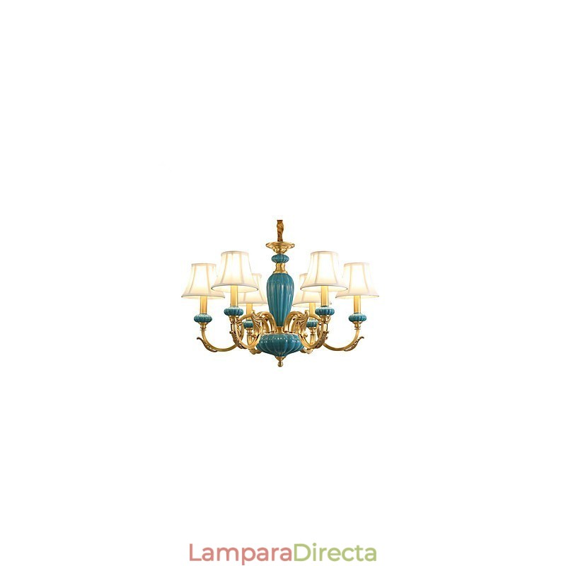 Araña de cobre, lámpara decorativa de jade