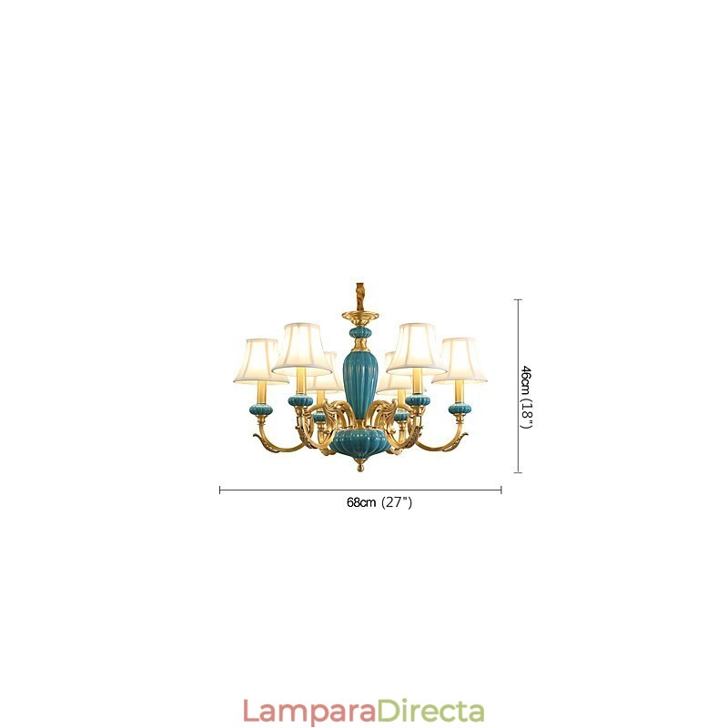 Araña de cobre, lámpara decorativa de jade