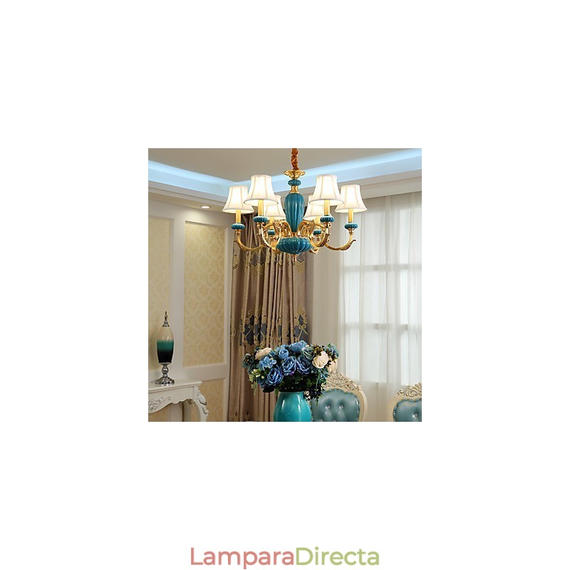 Araña de cobre, lámpara decorativa de jade