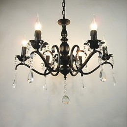 Lámpara de araña de cristal simple de hierro con forma de vela, decoración, lámparas de iluminación