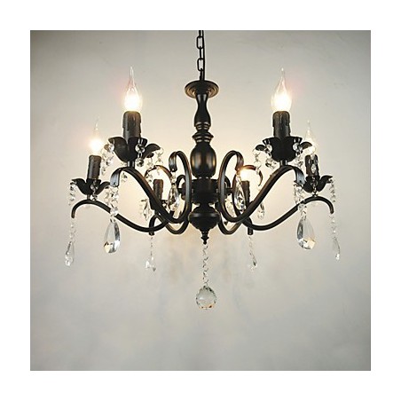 Lámpara de araña de cristal simple de hierro con forma de vela, decoración, lámparas de iluminación Lámpara de araña de cristal simple de hierro con forma de vela, decoración, lámparas de iluminación