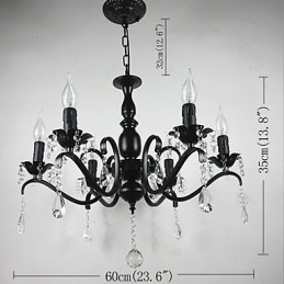 Lámpara de araña de cristal simple de hierro con forma de vela, decoración, lámparas de iluminación
