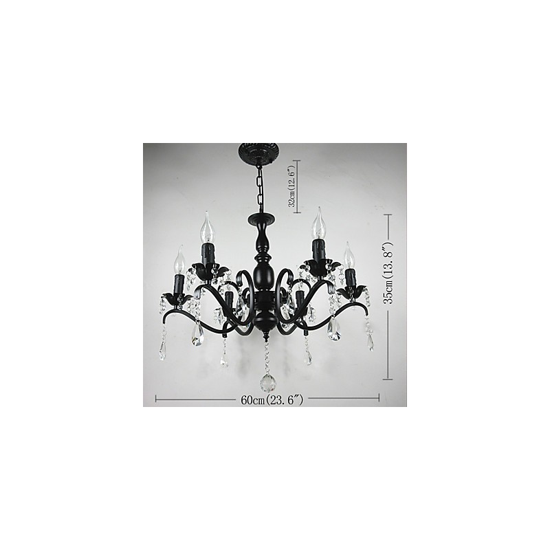 Lámpara de araña de cristal simple de hierro con forma de vela, decoración, lámparas de iluminación
