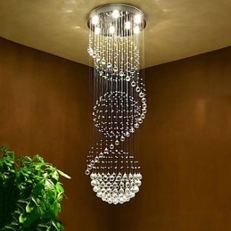 Lámpara colgante de techo de cristal para interiores, ideal para escaleras.